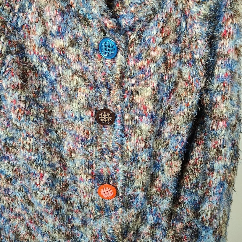 Vintage Colour Works Cardigan Sweater Womens M Multicolor Mohair Space Dye Y2K - Picture 6 of 13